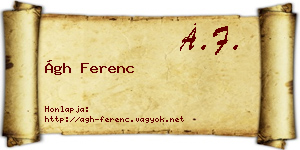 Ágh Ferenc névjegykártya